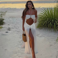 Bikini de 3 Piezas con Cuello Halter y Falda